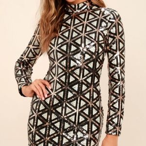 Sequin Black and Gold Bodycon Dress